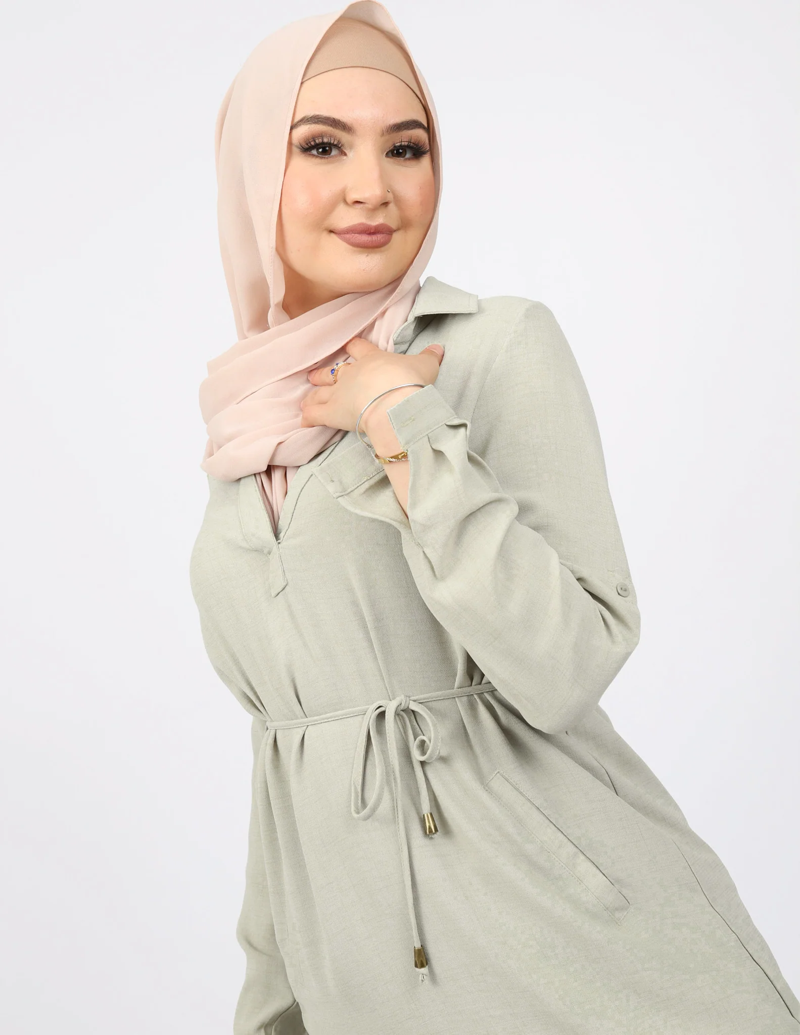 Roll Sleeve Loop Top - Light Shades - Image 17