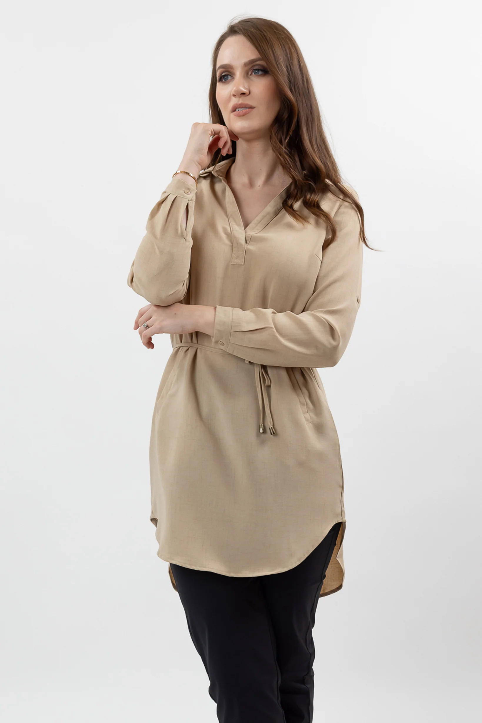 Roll Sleeve Loop Top - Light Shades - Image 2