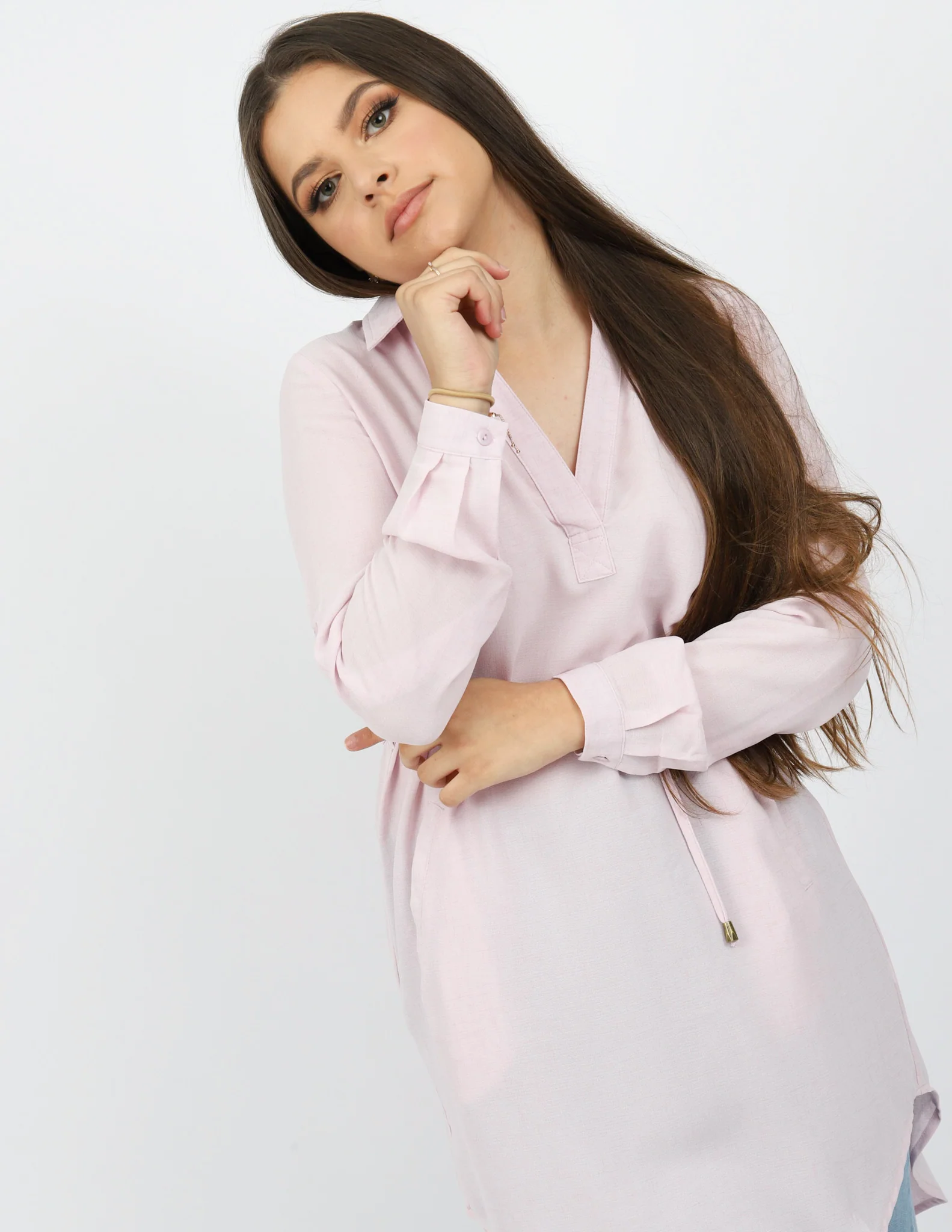 Roll Sleeve Loop Top - Light Shades - Image 21