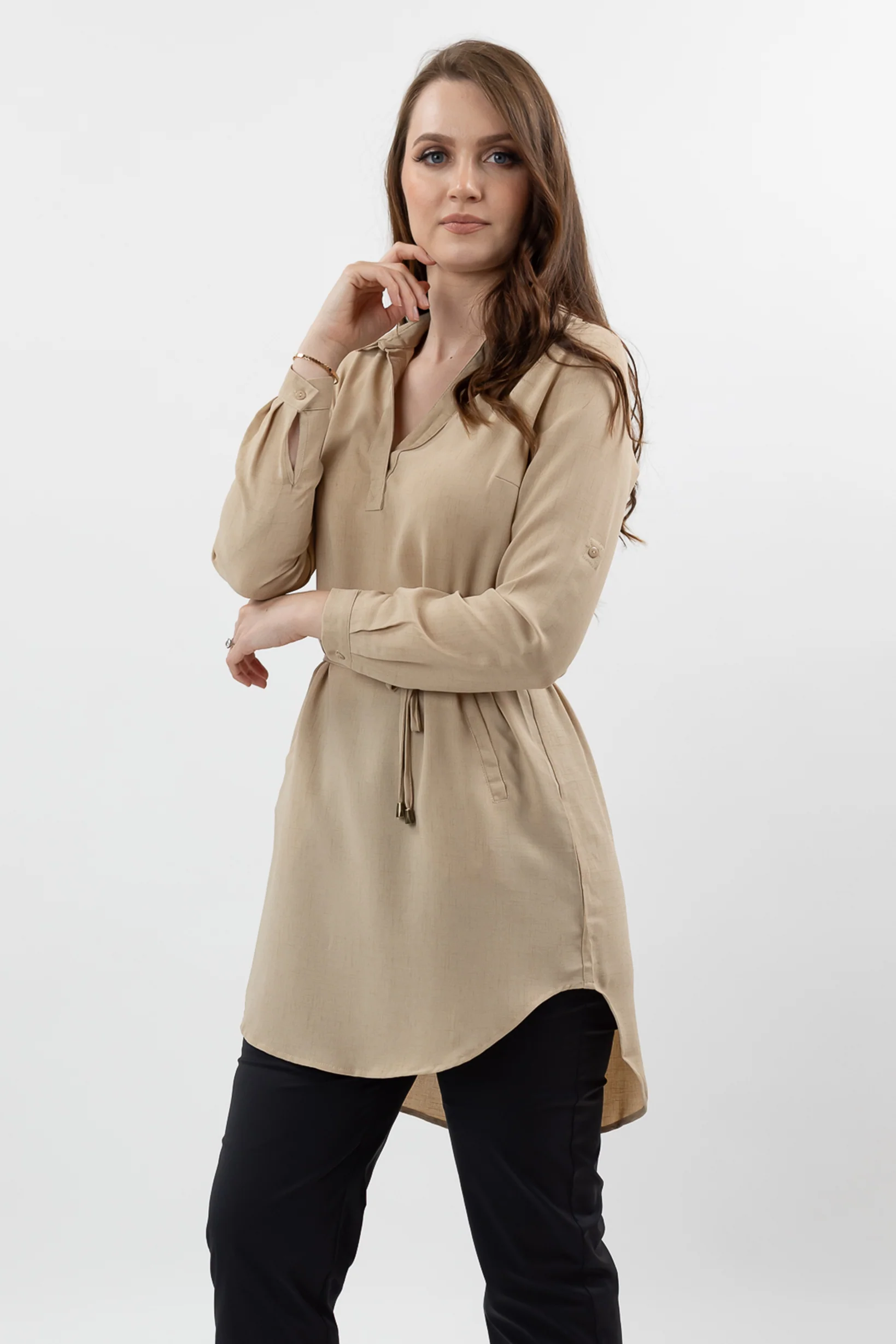 Roll Sleeve Loop Top - Light Shades - Image 3