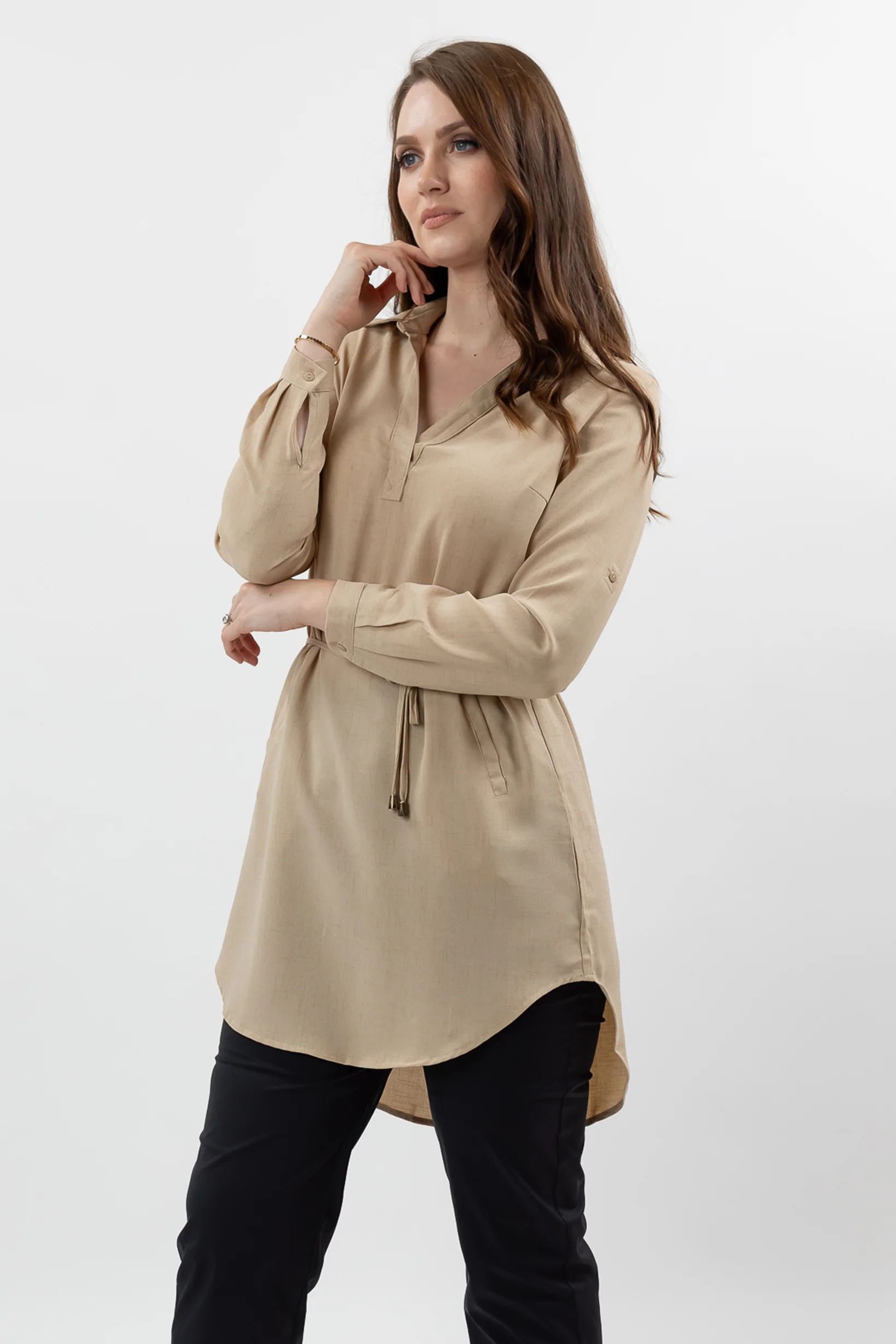 Roll Sleeve Loop Top - Light Shades - Image 4