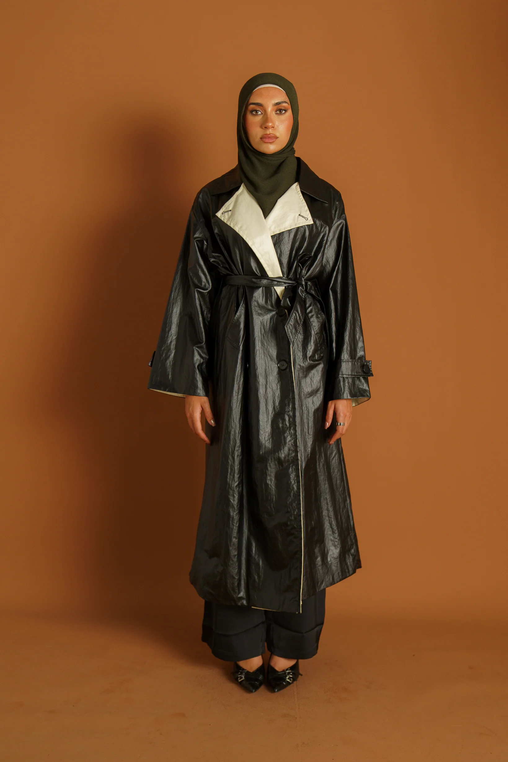 Runway Border Leather Trench - Image 2