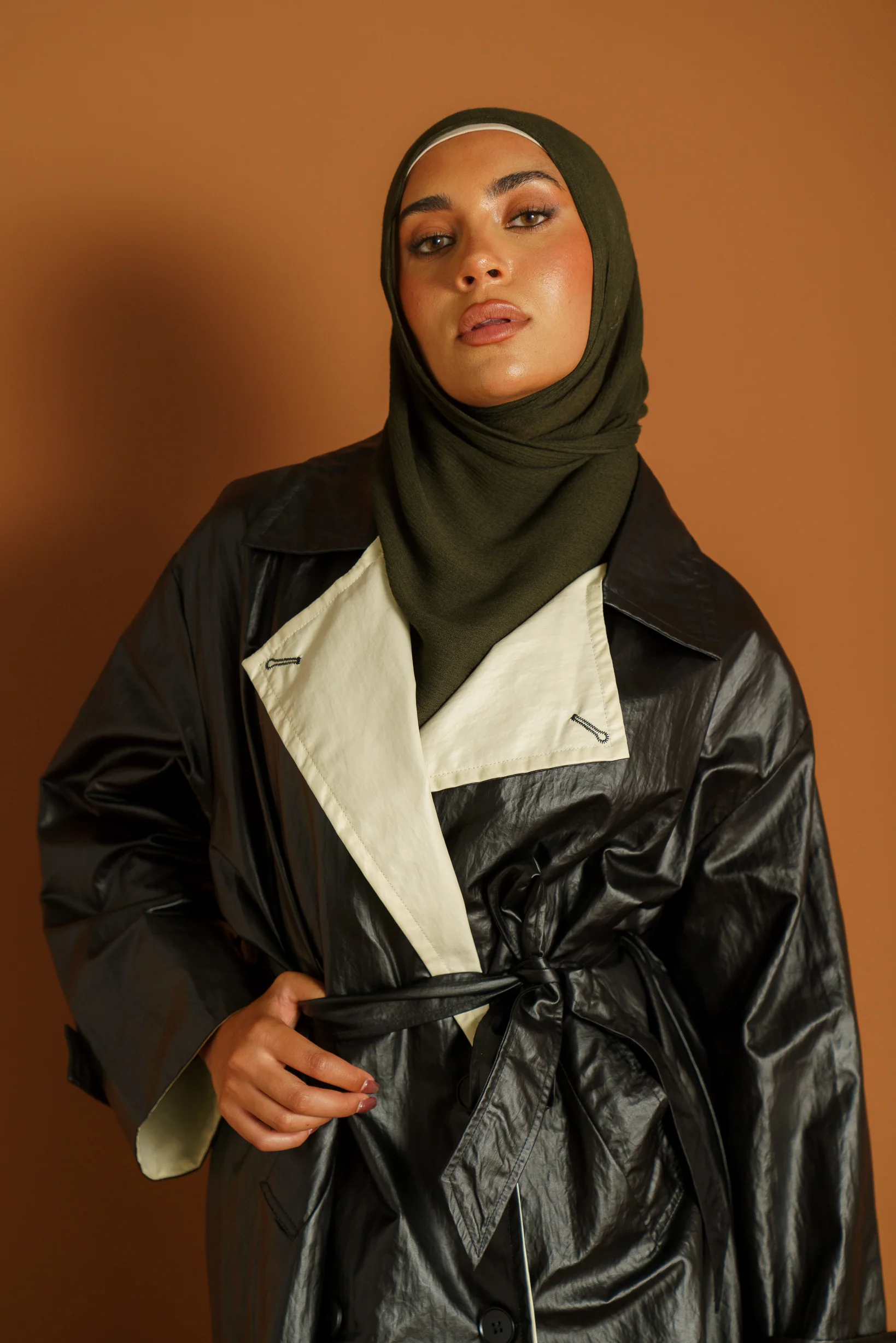 Runway Border Leather Trench - Image 5