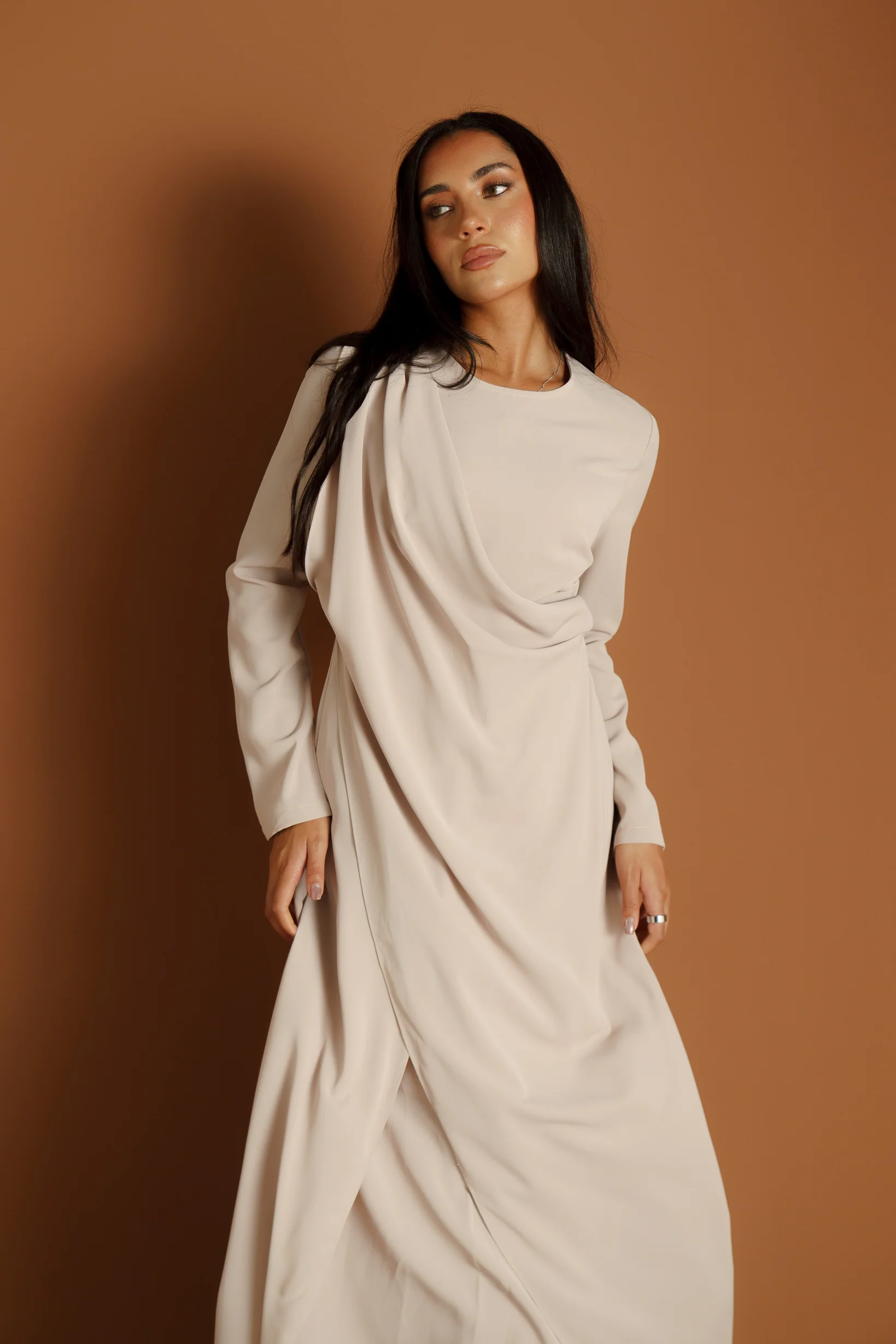Runway Side Drape Dress - Image 3