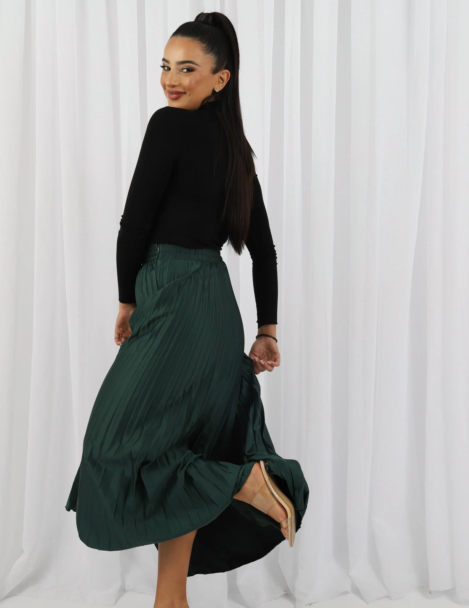Satin Pleated Skirt - Image 13
