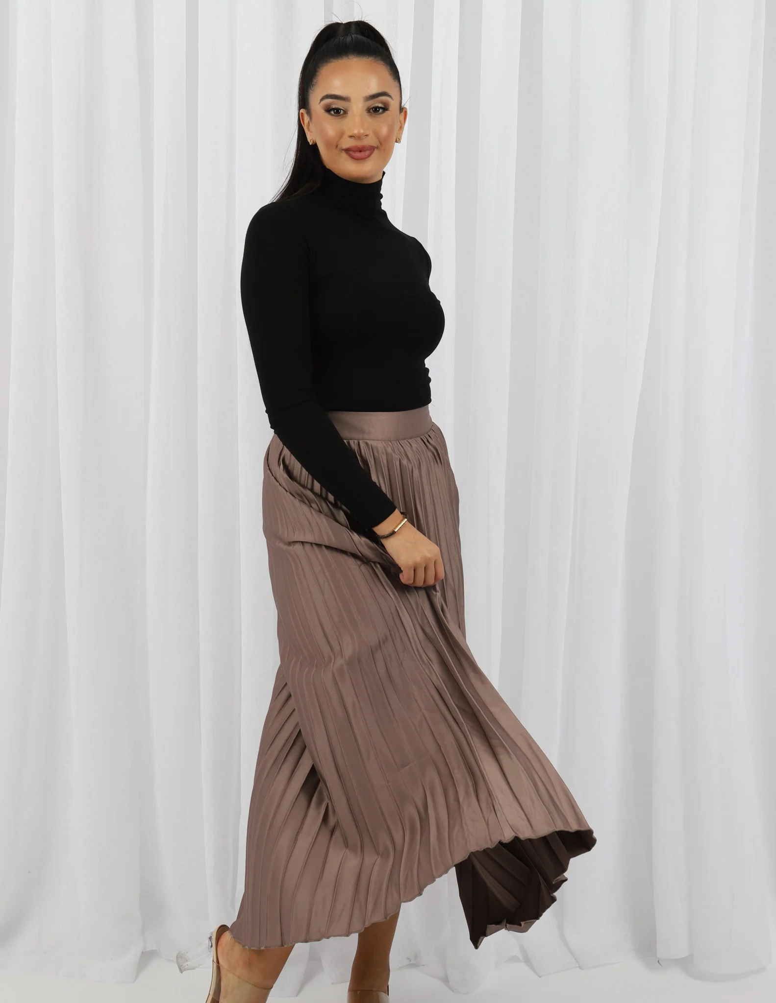 Satin Pleated Skirt - Image 2