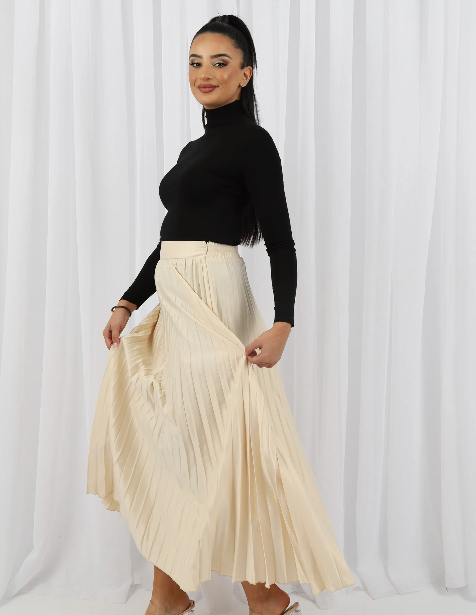Satin Pleated Skirt - Image 8
