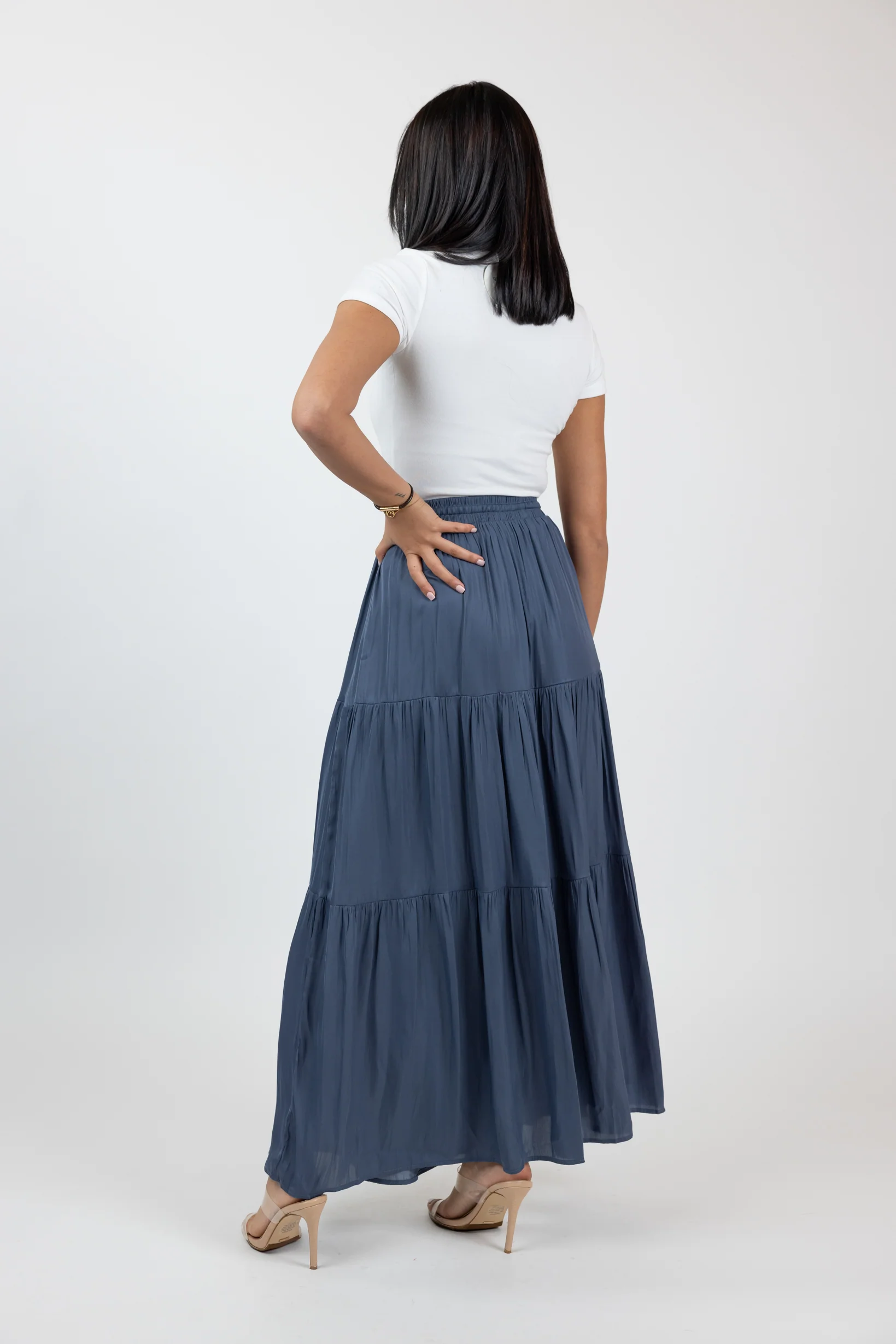 Satin Skirt 3 Tier Button - Image 12