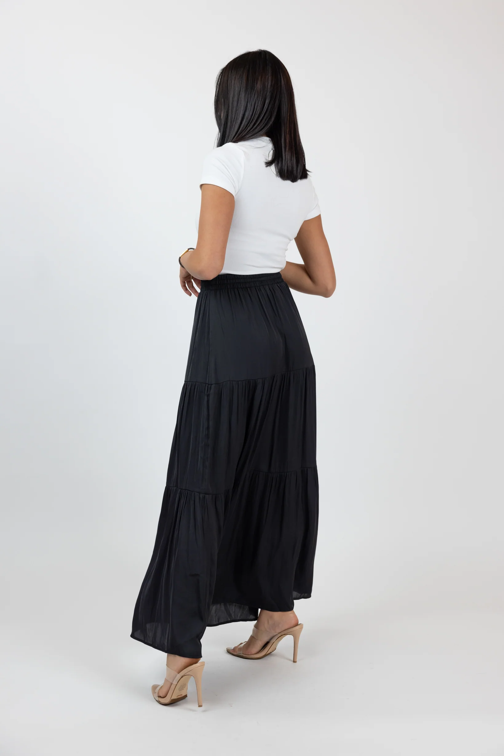 Satin Skirt 3 Tier Button - Image 6