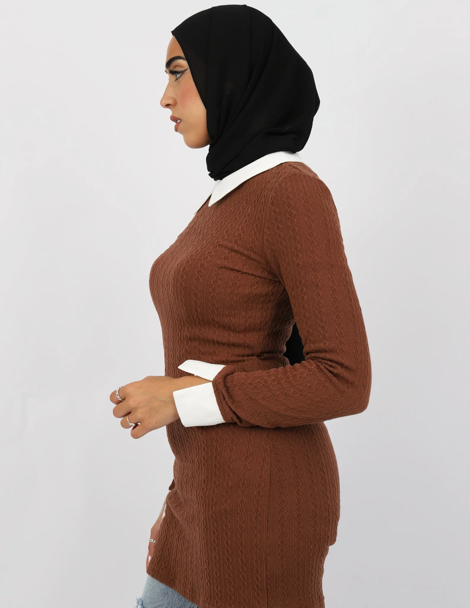 Shirt Underlay Knit Dress - Image 3