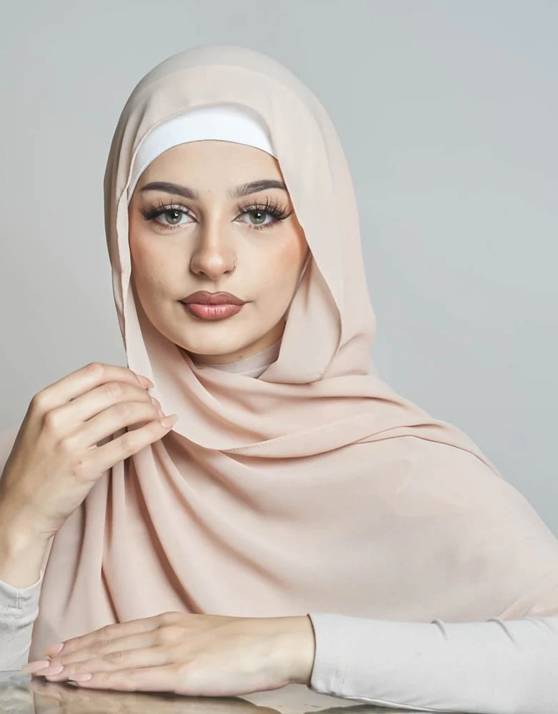 Square Chiffon Shawl - Shades of Nude - Image 4