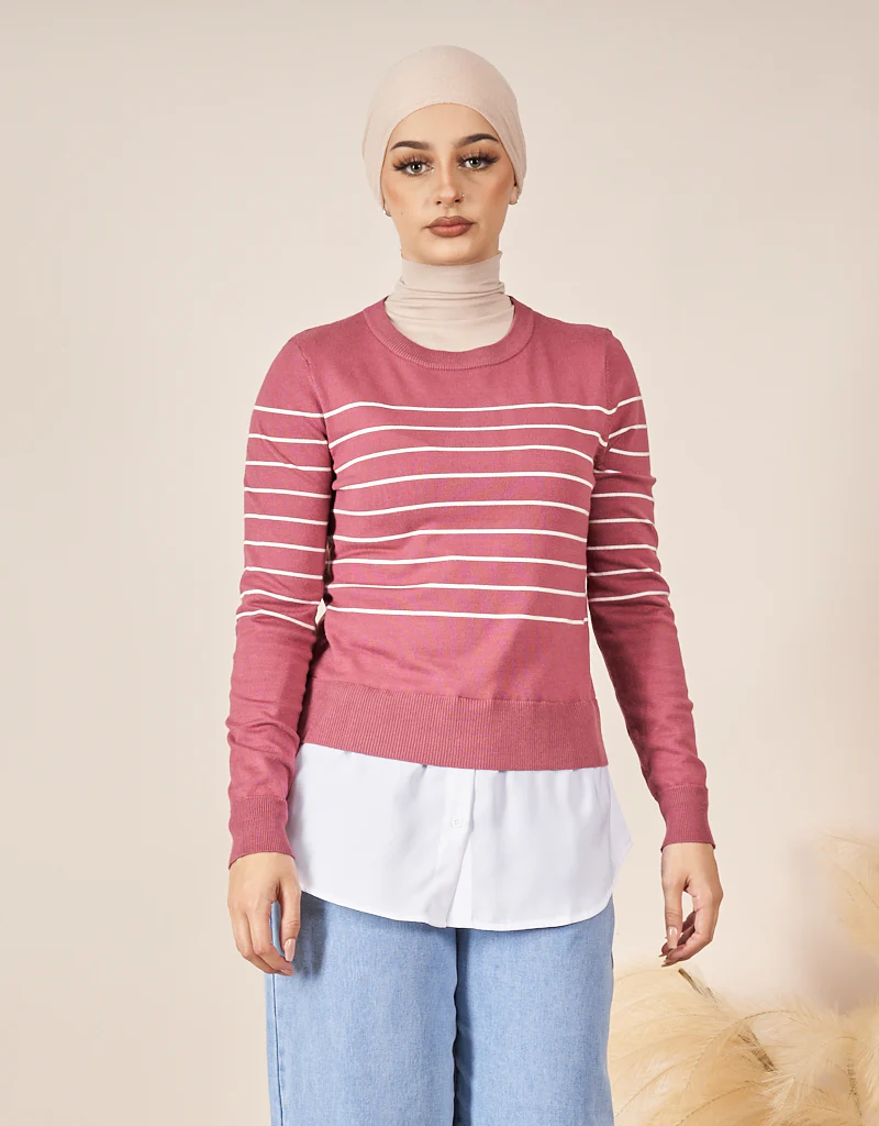 Stripe Knit Chiffon Jumper - Image 4