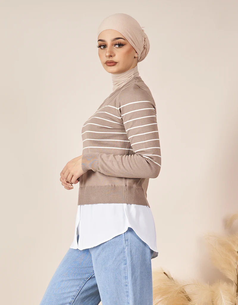 Stripe Knit Chiffon Jumper - Image 6