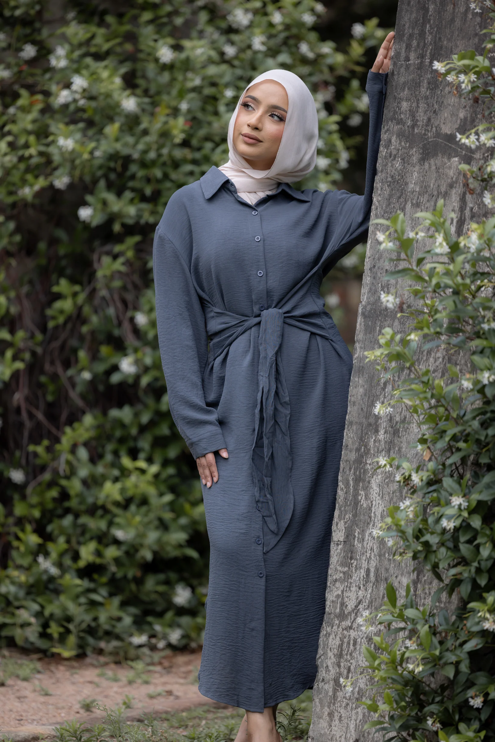 Thalia Tie Waist Midi Shirt - Image 13