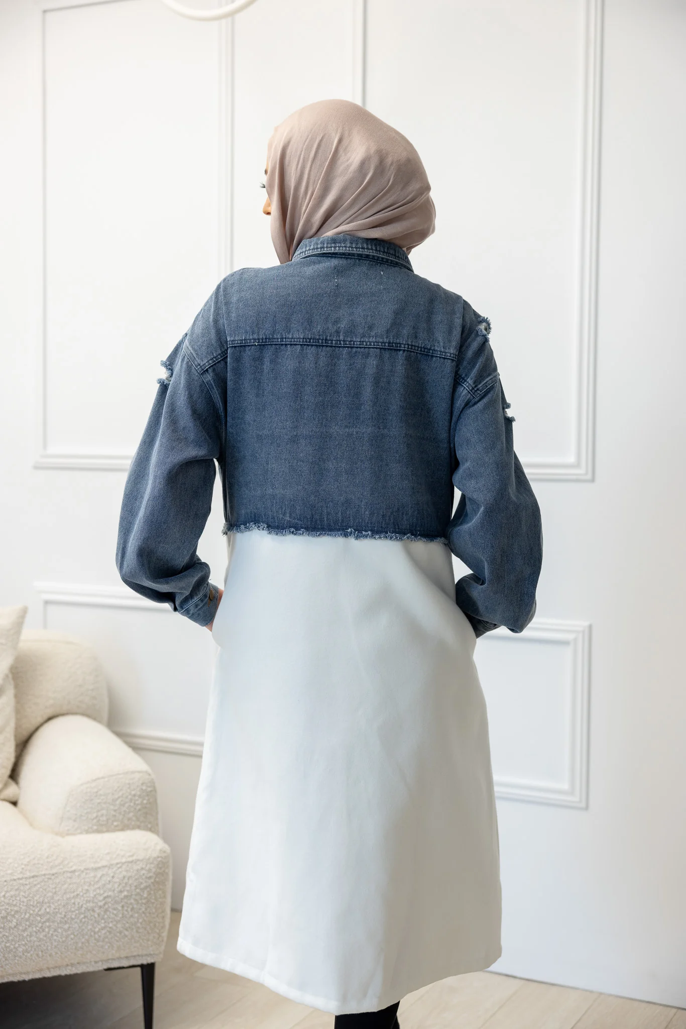 The Crescent Madaio Denim Top Trench Coat - Image 3