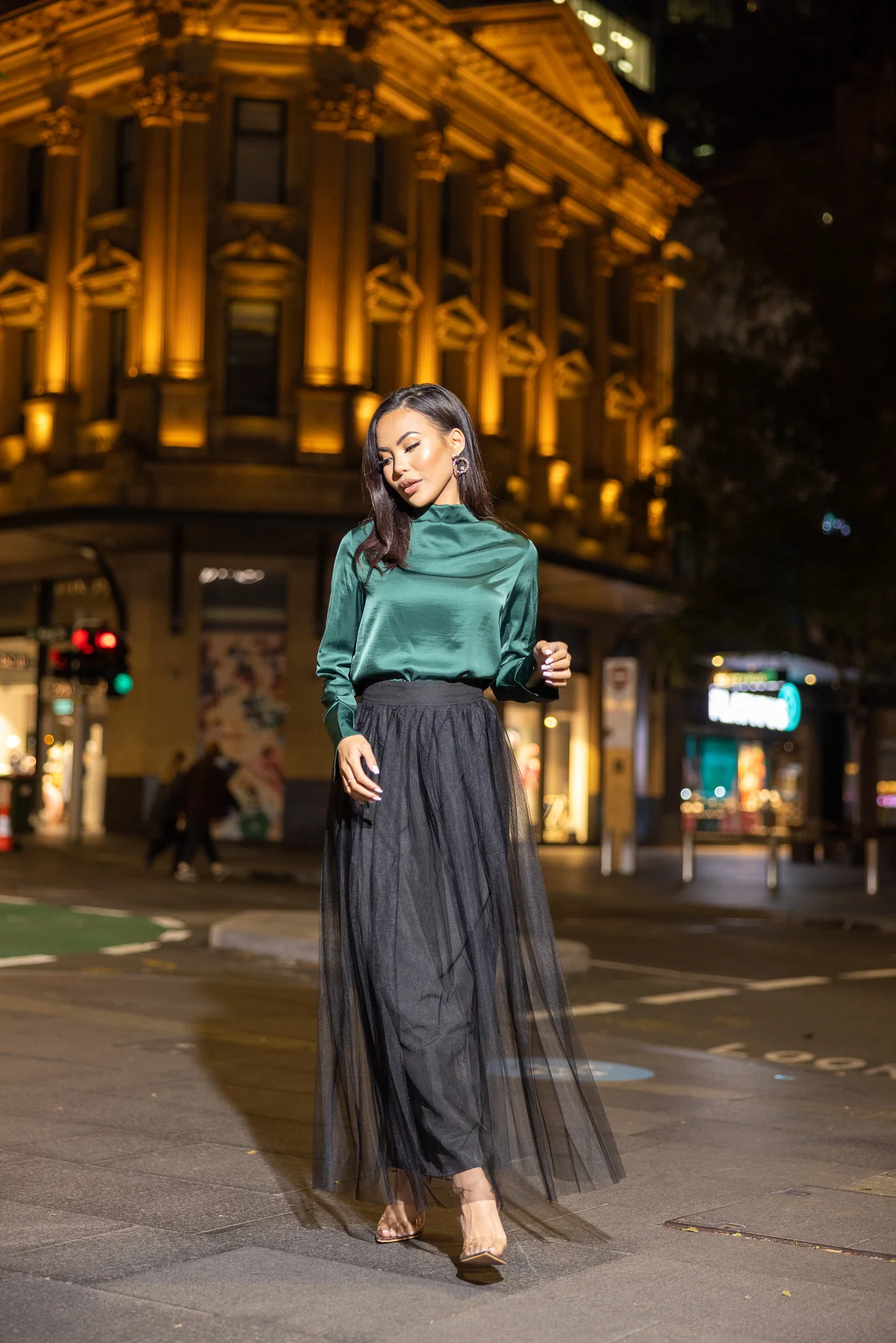The Crescent Modish Satin Top - Dark Shades - Image 7