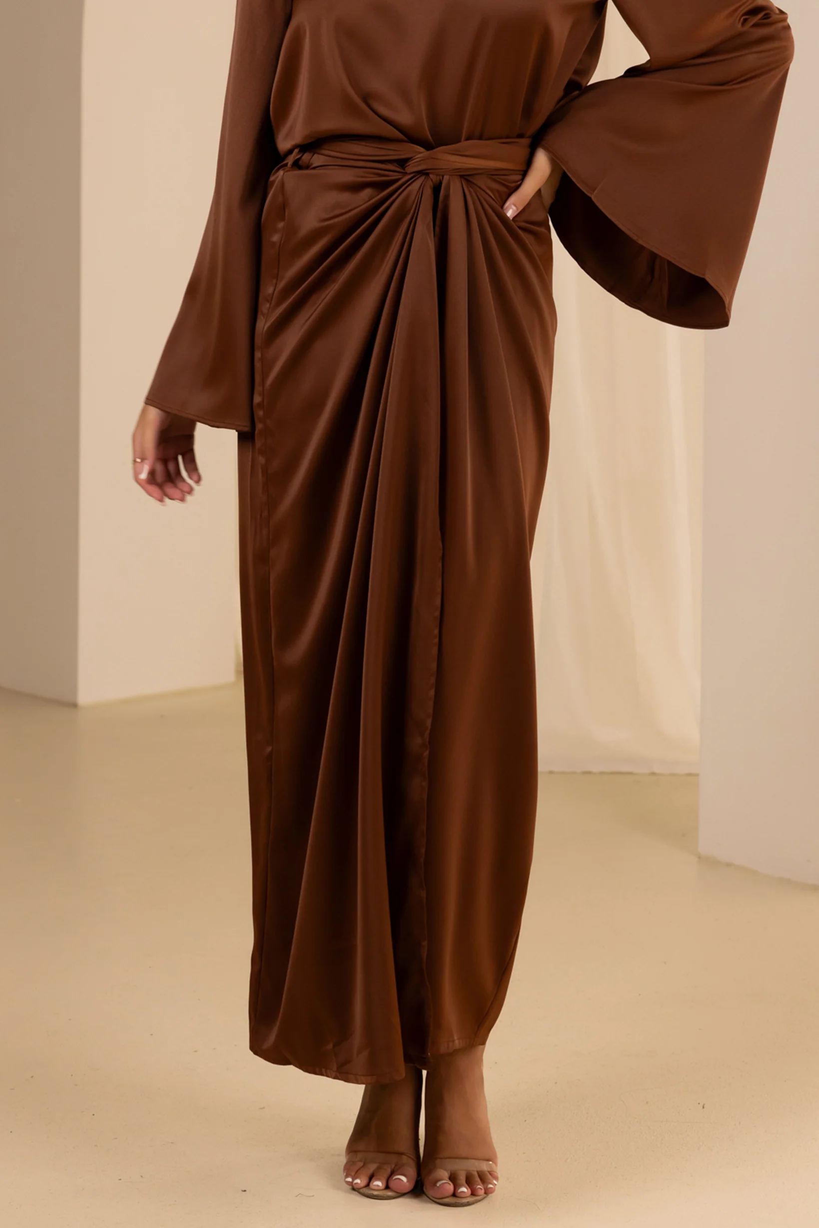 The Grand Bell Sleeve Top & Crossback Skirt Chocolate Bundle - Image 3