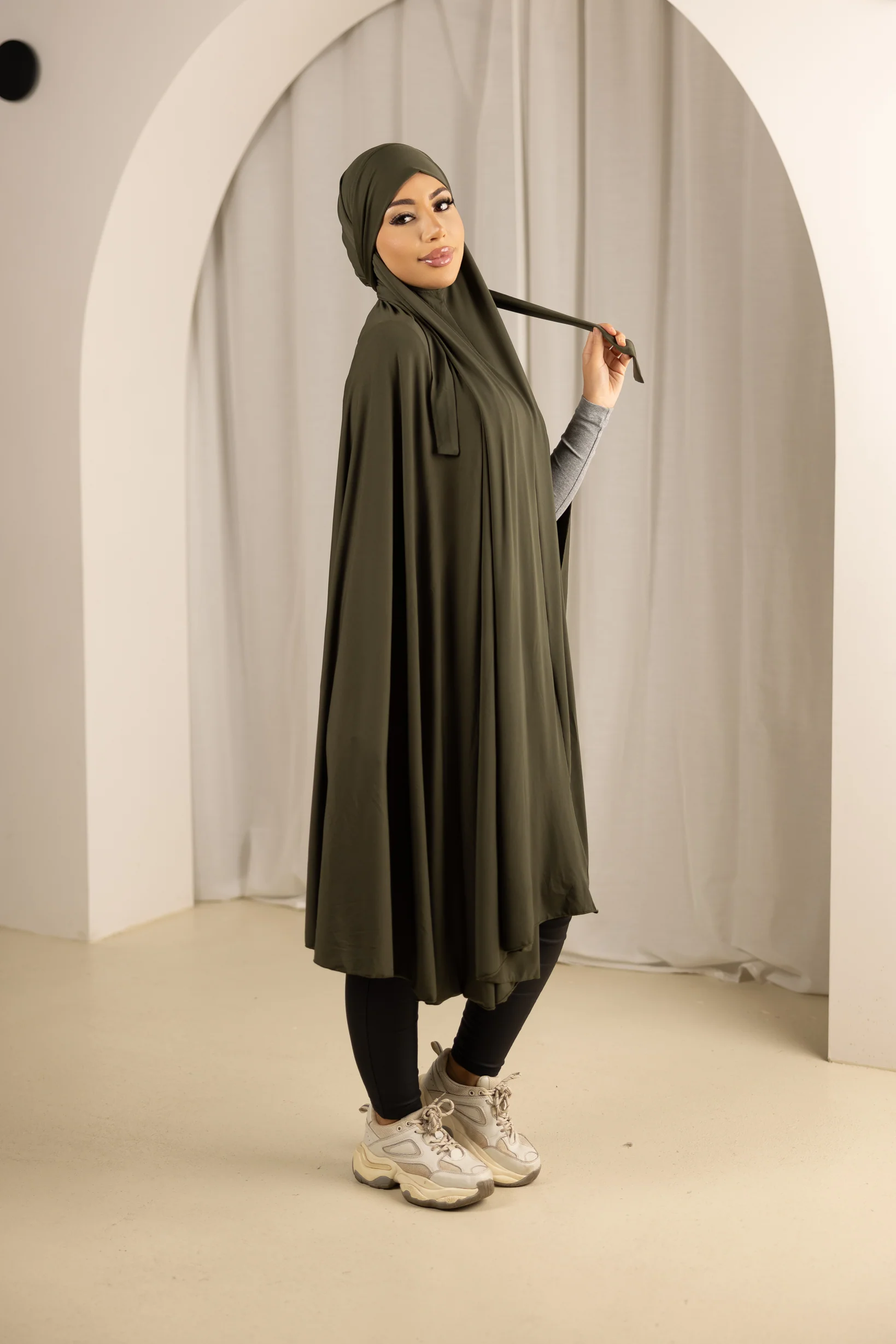 Tie Back Jilbab No Sleeves - Shades of Green - Image 5