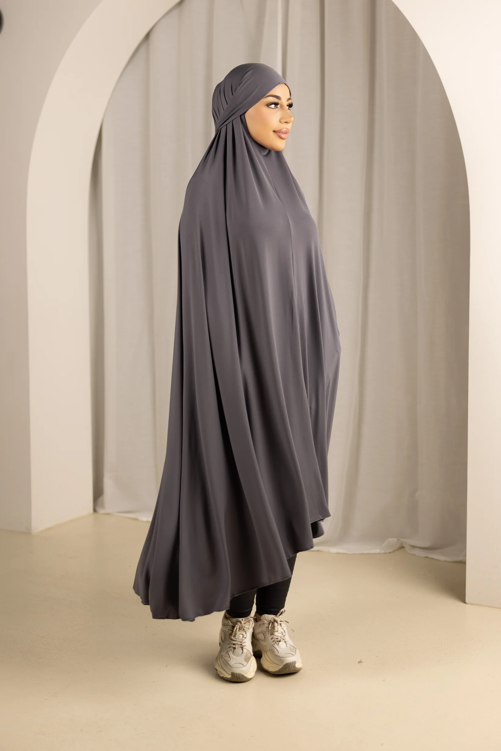 Tie Back Jilbab No Sleeves - Shades of Grey - Image 6