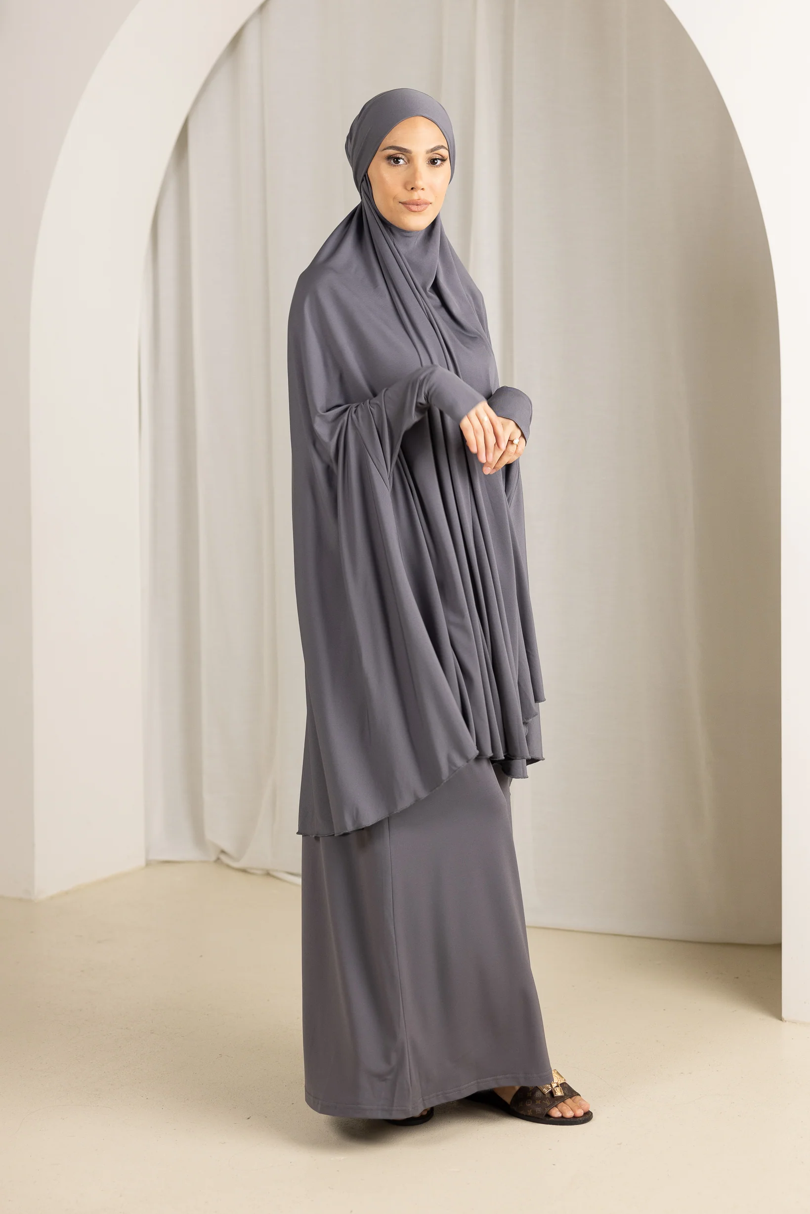 Tie Back Jilbab Prayer Set Sleeves - Dark Shades - Image 19