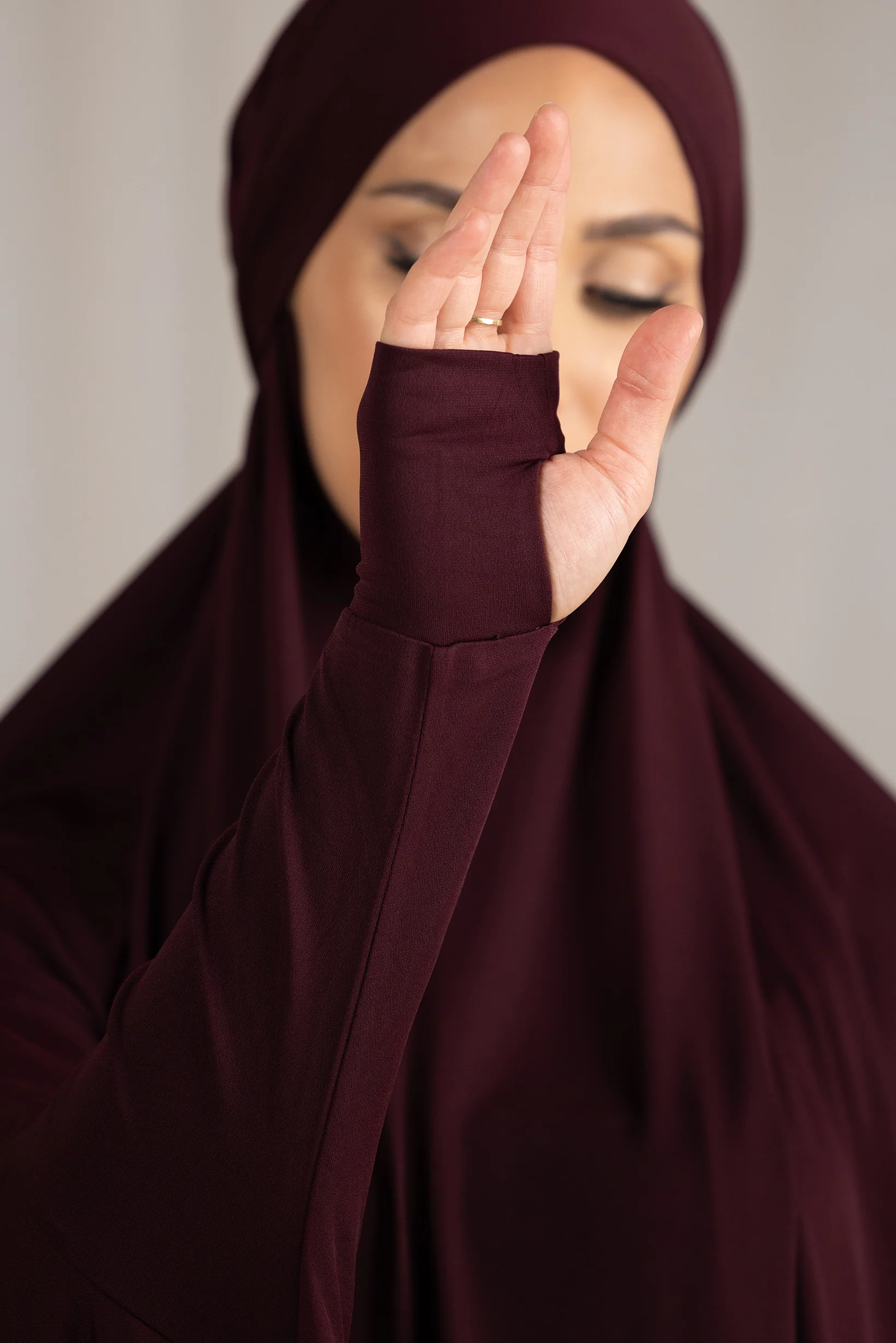 Tie Back Jilbab Prayer Set Sleeves - Dark Shades - Image 2