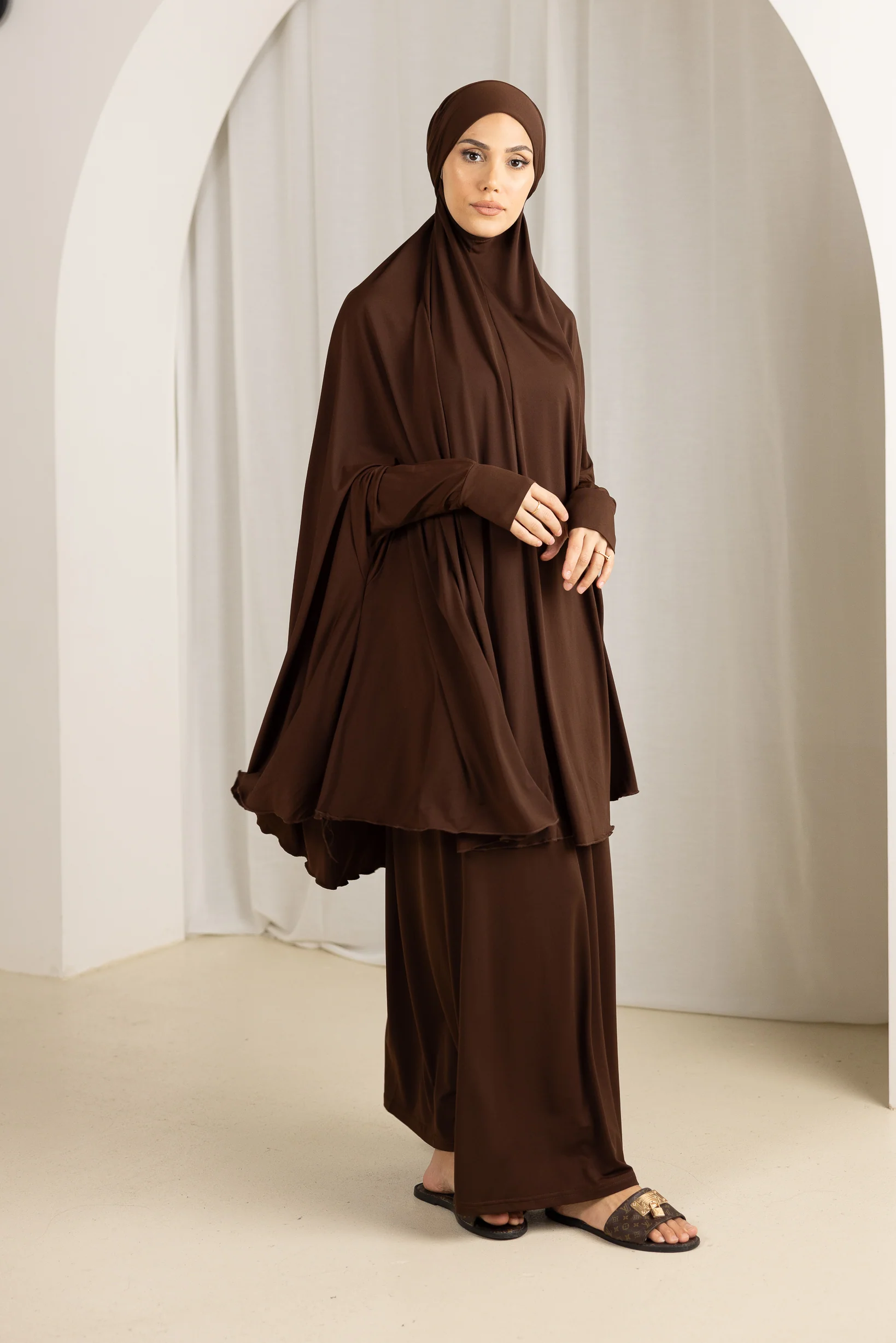 Tie Back Jilbab Prayer Set Sleeves - Dark Shades - Image 33