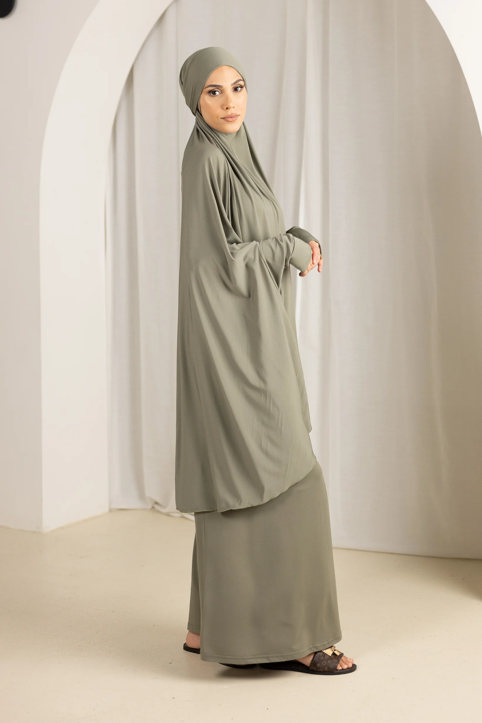 Tie Back Jilbab Prayer Set Sleeves - Light Shades - Image 10