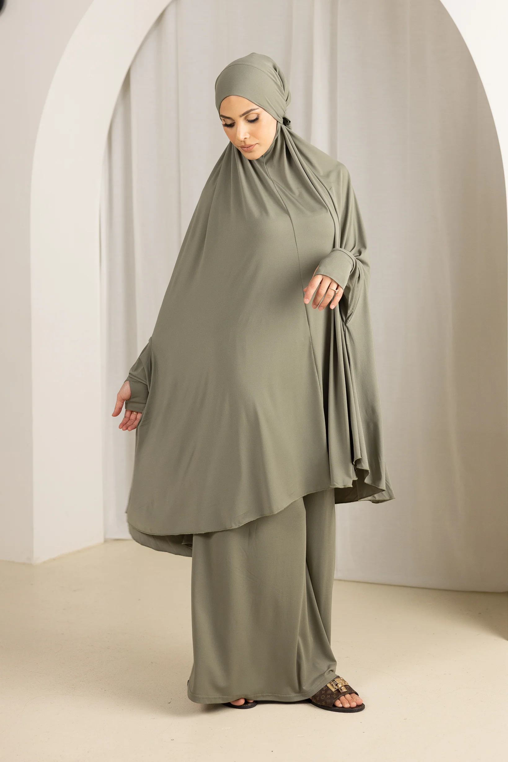 Tie Back Jilbab Prayer Set Sleeves - Light Shades - Image 11