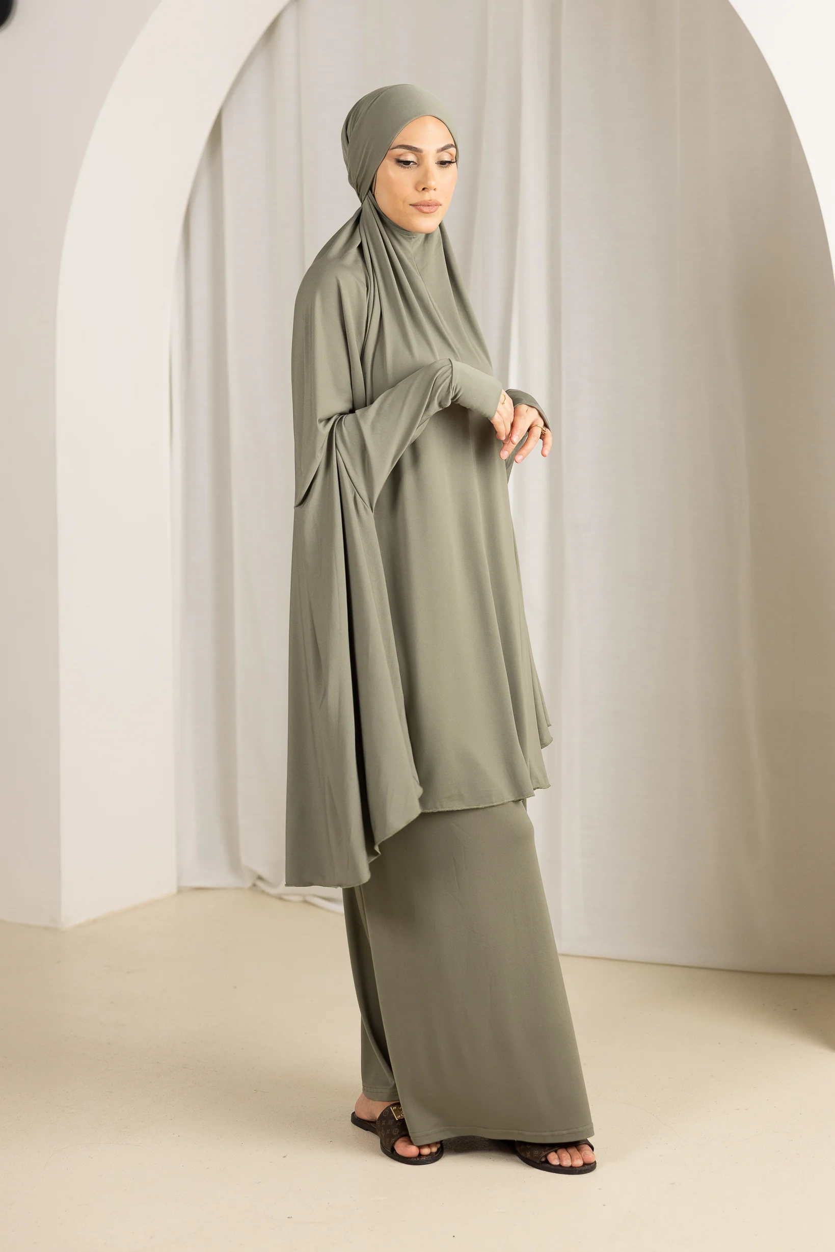 Tie Back Jilbab Prayer Set Sleeves - Light Shades - Image 12