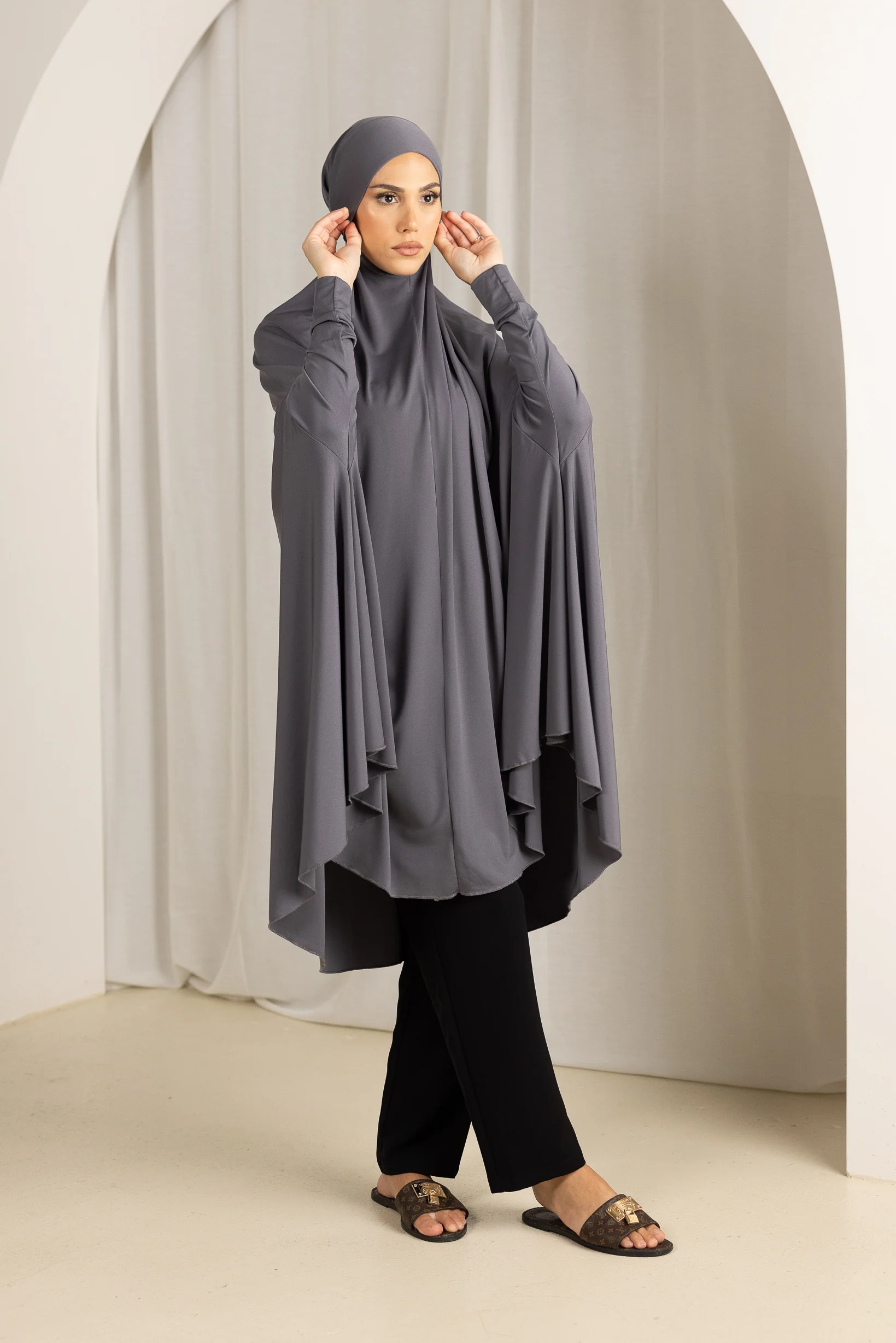 Tie Back Jilbab Sleeves - Shades of Grey - Image 6