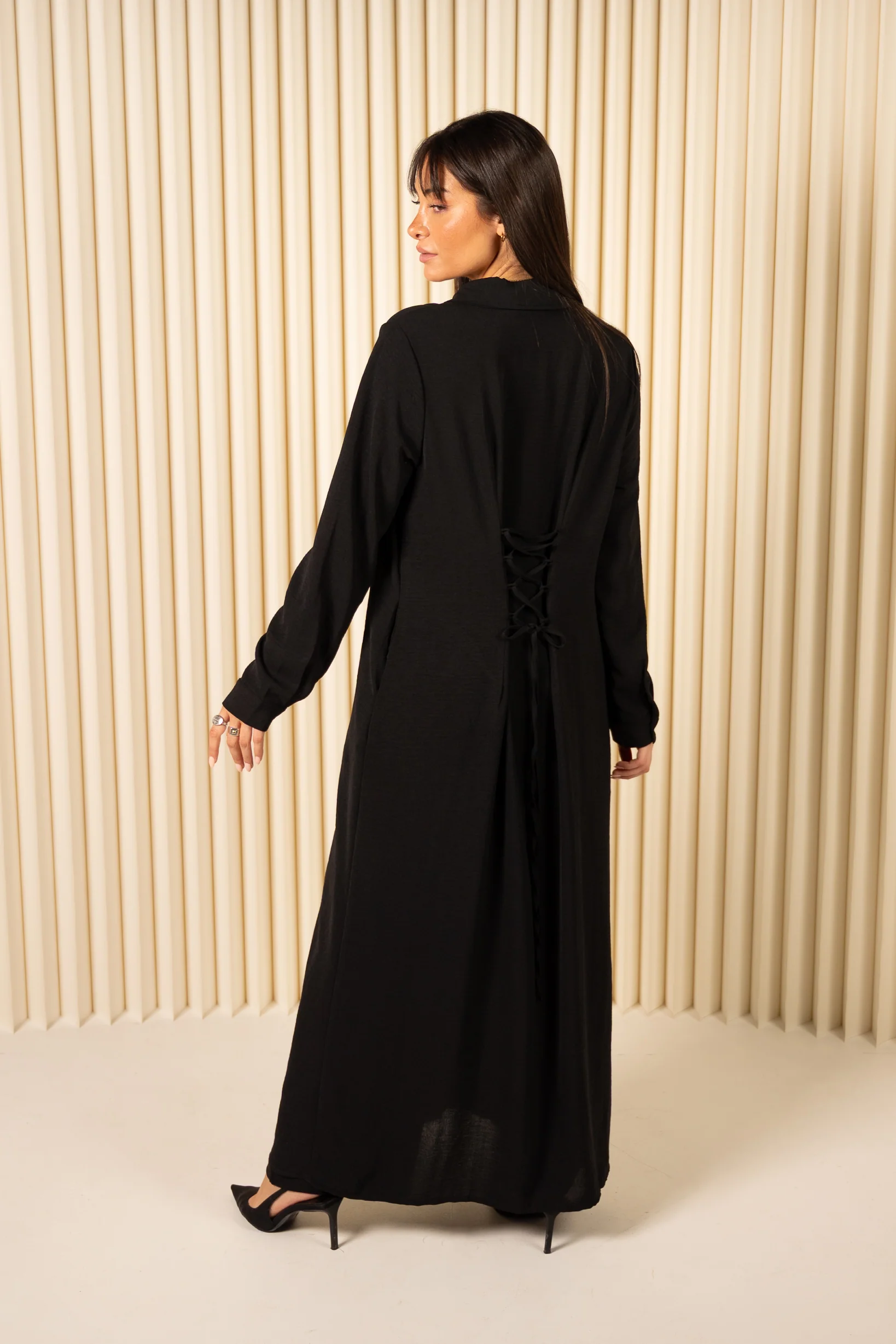 Tie Back Shirt Abaya & Pant Set - Image 3