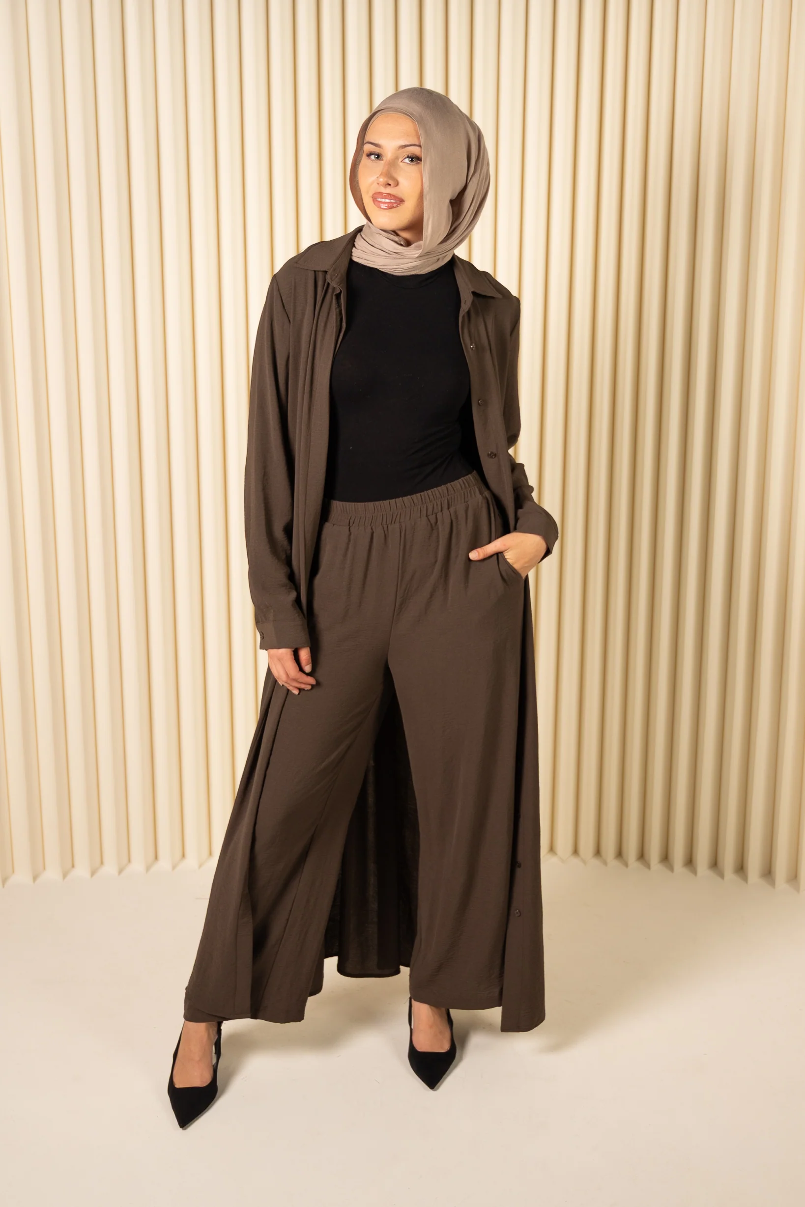 Tie Back Shirt Abaya & Pant Set - Image 4