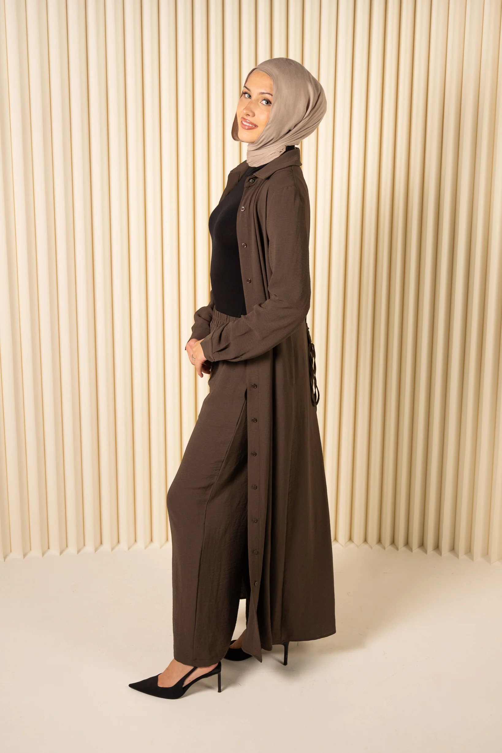 Tie Back Shirt Abaya & Pant Set - Image 5