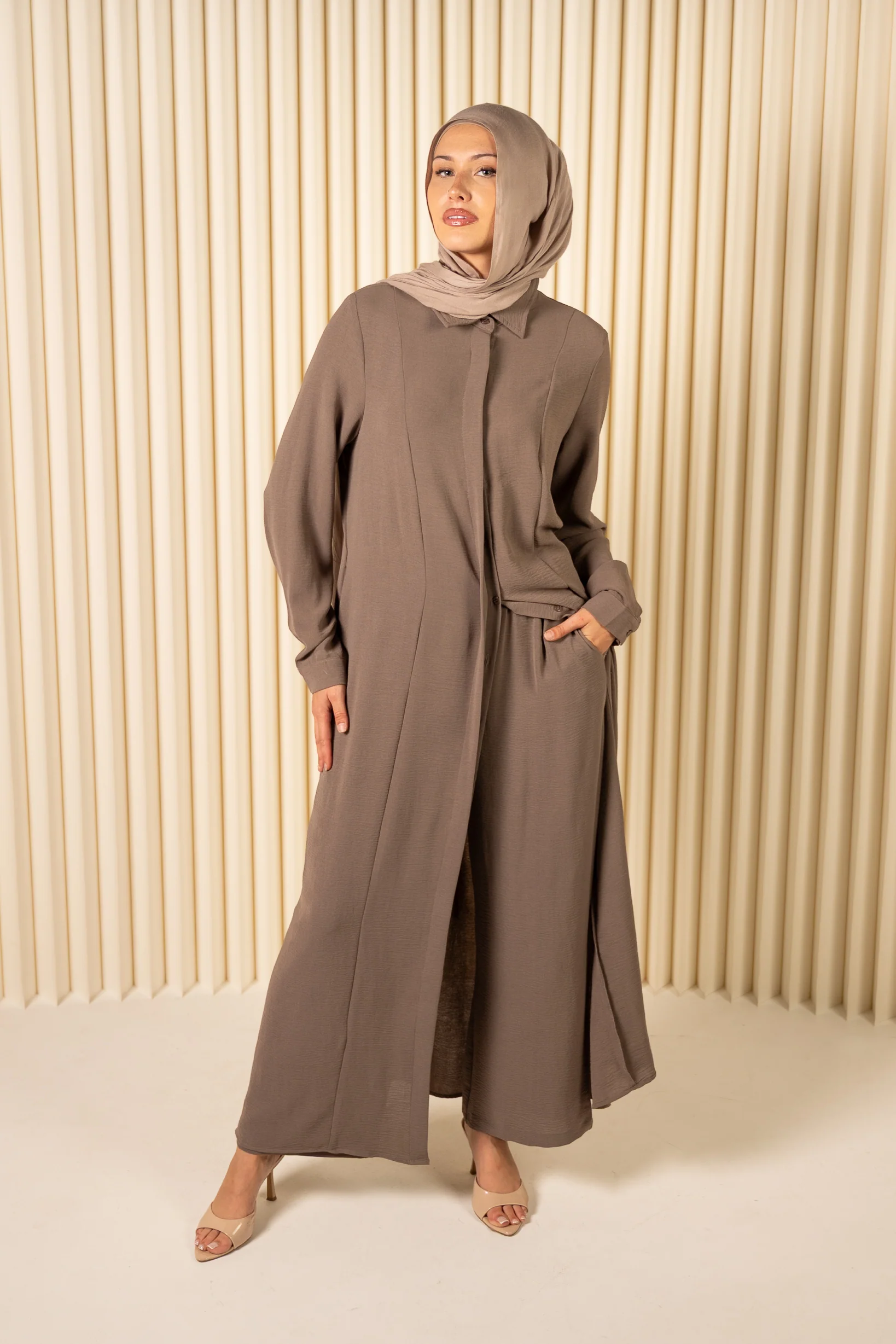 Tie Back Shirt Abaya & Pant Set - Image 7