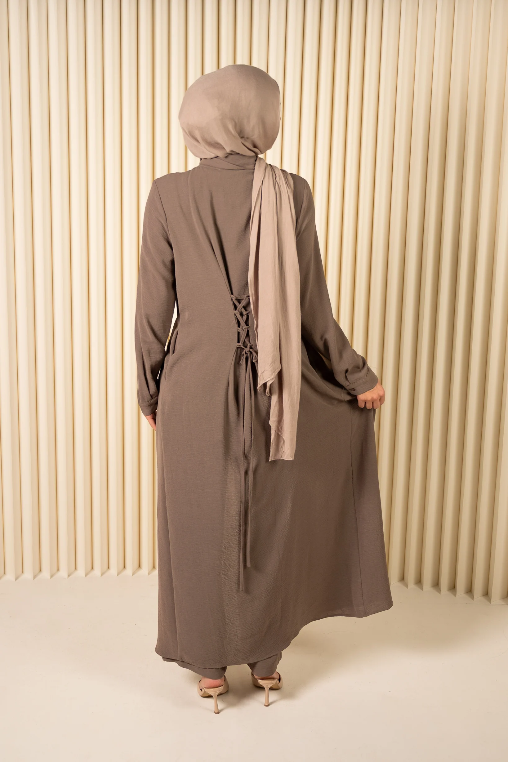 Tie Back Shirt Abaya & Pant Set - Image 9