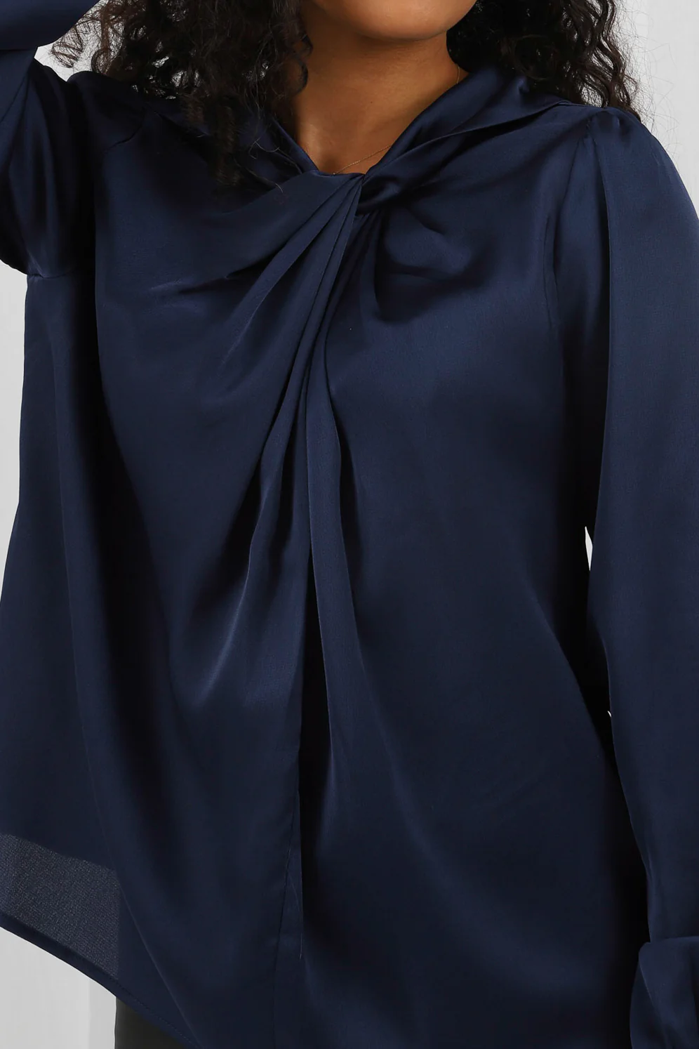 Twist Collar Satin Blouse - Image 15