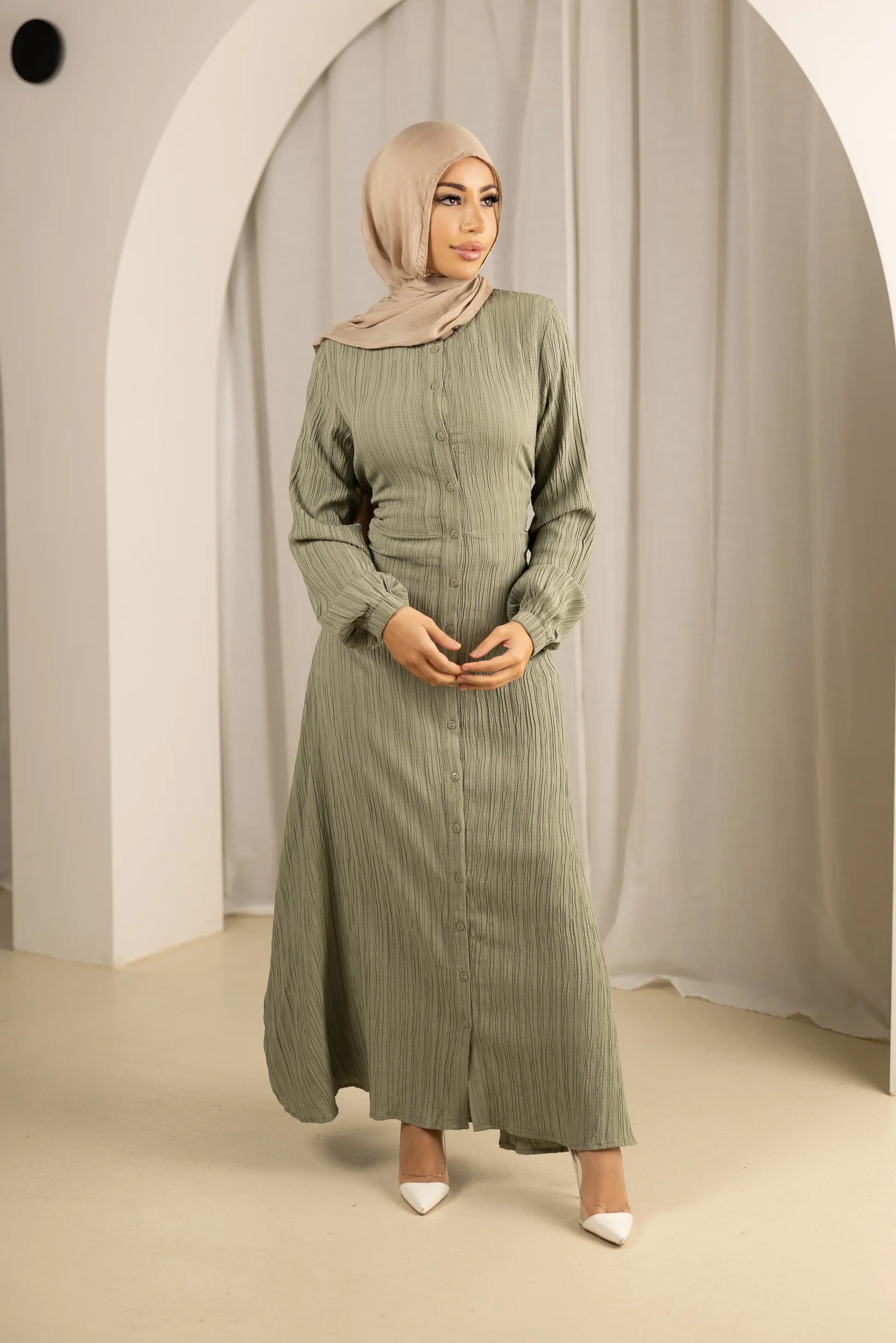 Waist Tie Button Up Dress - Image 5